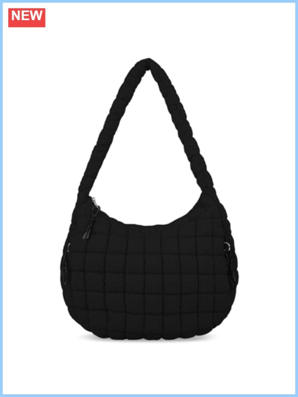 Quilted Puffer Tote Bag Nylon Lightweight Crossbody Carryall Hobo